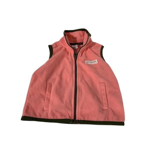 Carters Girls Infant Baby Size 12 months Full Zip Fleece Vest Coral Brown Trim D - Picture 1 of 3